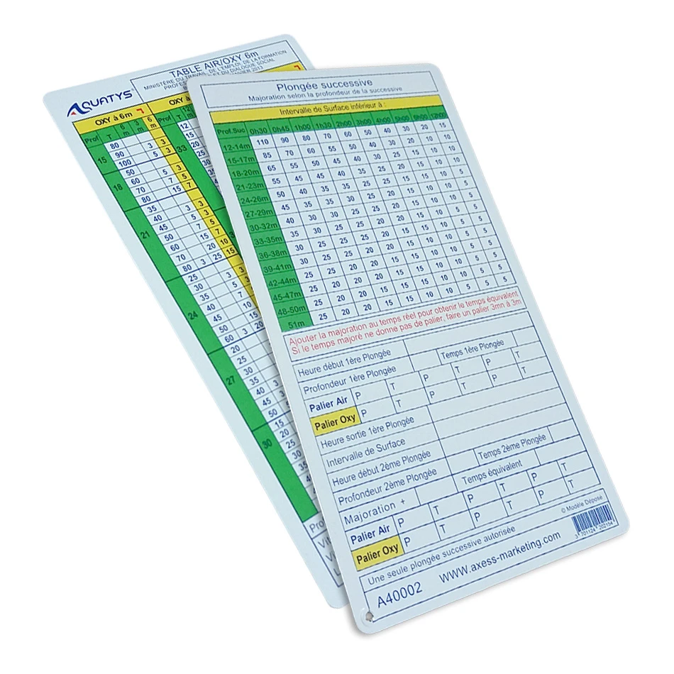AQUATYS TABLE DE PLONGEE MT92 3 AQUATYS TABLE DE PLONGEE MT92