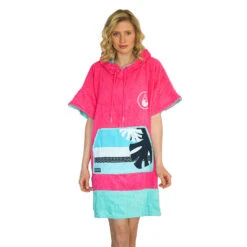 WAVE HAWAII PONCHO BAMBOO PINK WAVE En Coton Bio Et Fibre De Bamboo -Équipement De Plongée WAVE HAWAII PONCHO BAMBOO PINK WAVE en coton bio et fibr 2