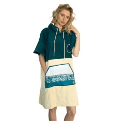 WAVE HAWAII PONCHO COTTON VELOURS PETROL En Coton Bio -Équipement De Plongée WAVE HAWAII PONCHO COTTON VELOURS PETROL en coton bio WH 6